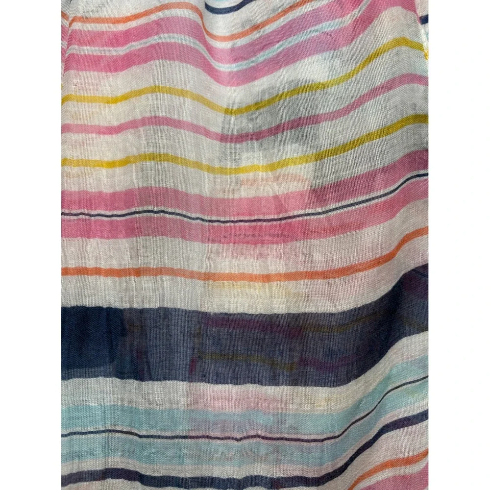 Womens Multicolor Striped Gauze Infinity Scarf OS Coastal Lightweight Boho-Chic